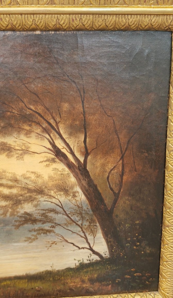 Peinture de paysage ancienne du XIXe siècle-photo-8