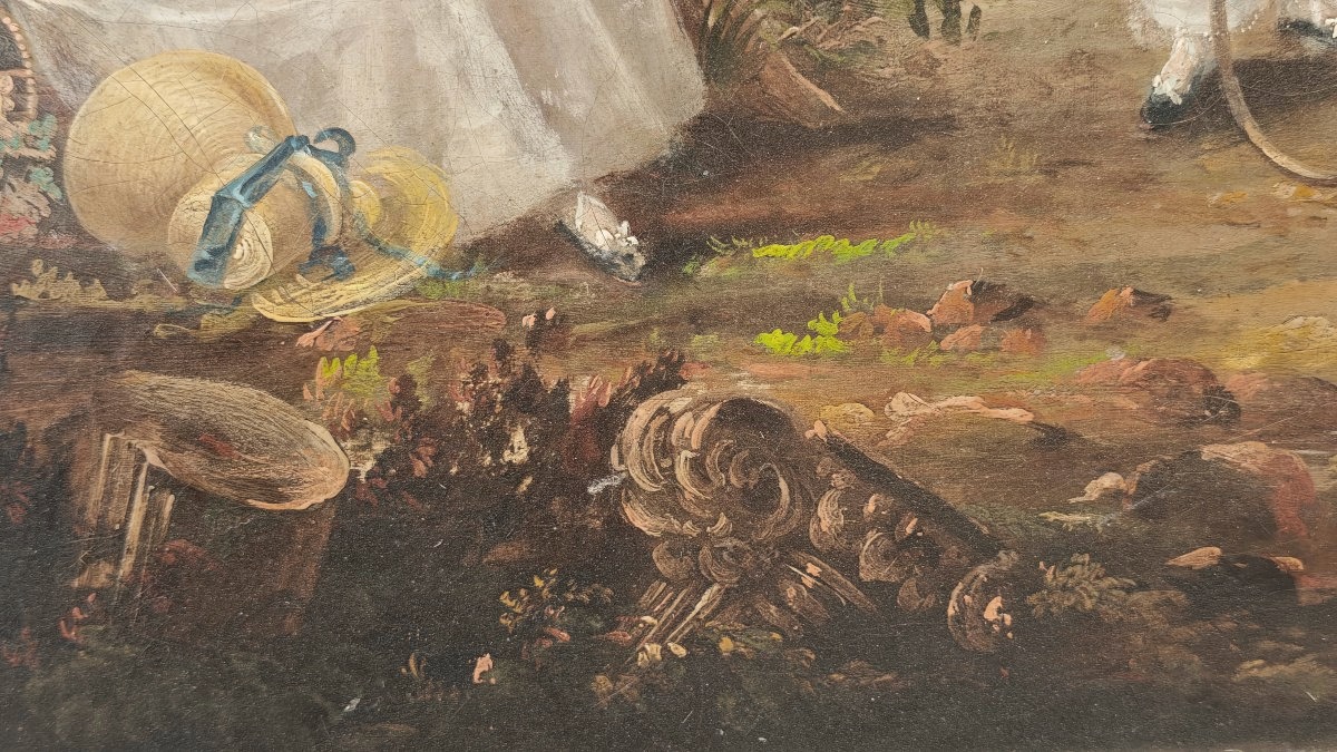 Large 19th-century Painting: Portrait Of Children In A Landscape-photo-1