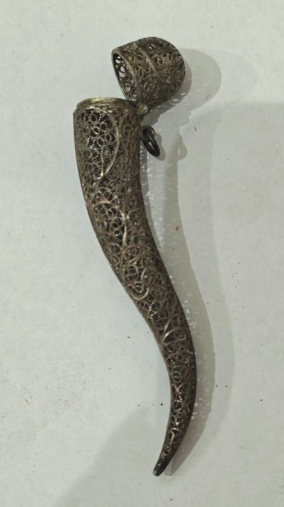 Antique Silver Horn-shaped Perfume Pendant