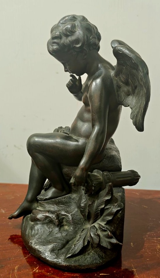 Sculpture en bronze de Cupidon XIXe siècle-photo-2