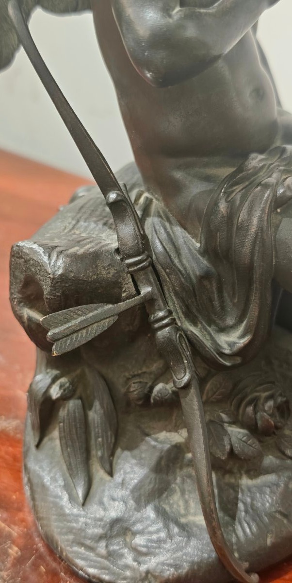 Sculpture en bronze de Cupidon XIXe siècle-photo-2