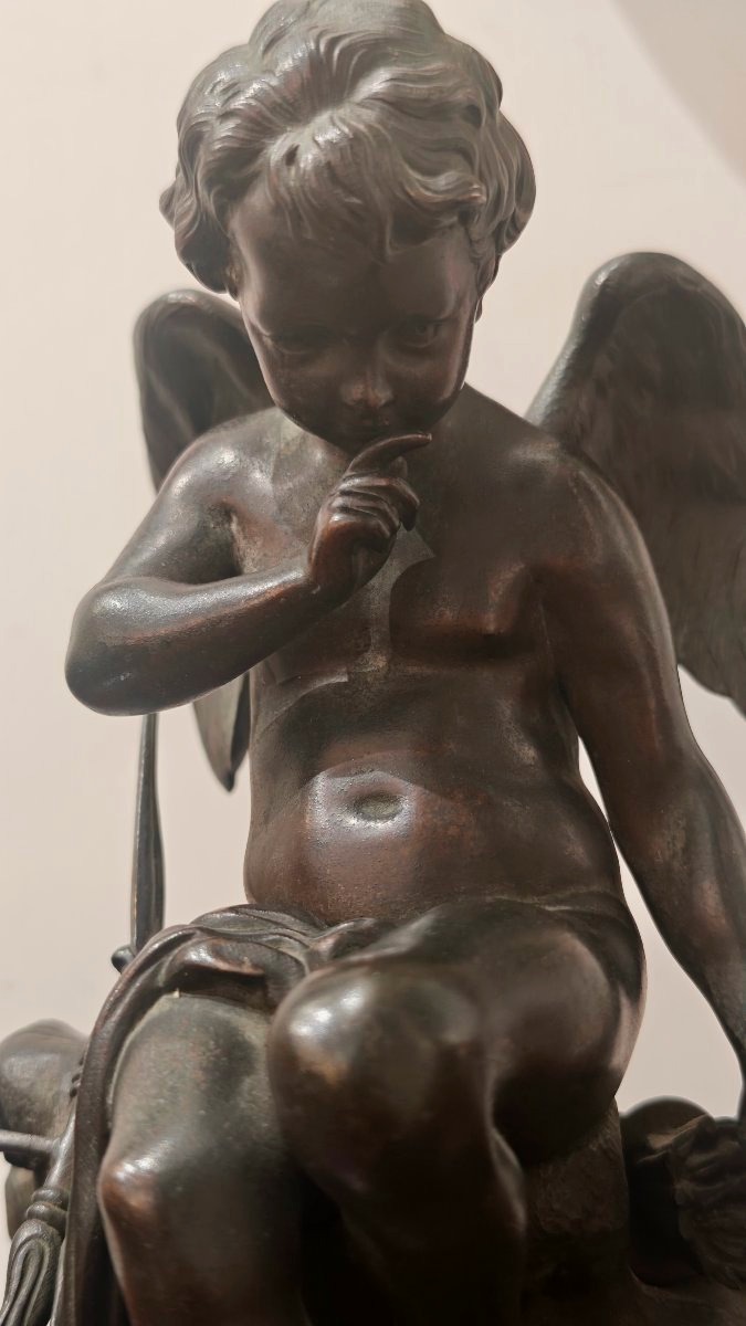 Sculpture en bronze de Cupidon XIXe siècle-photo-5