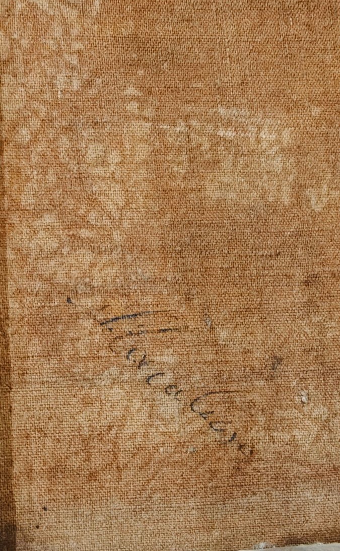 Huile sur toile du XVIIIe siècle représentant Notre-Dame des Douleurs-photo-4