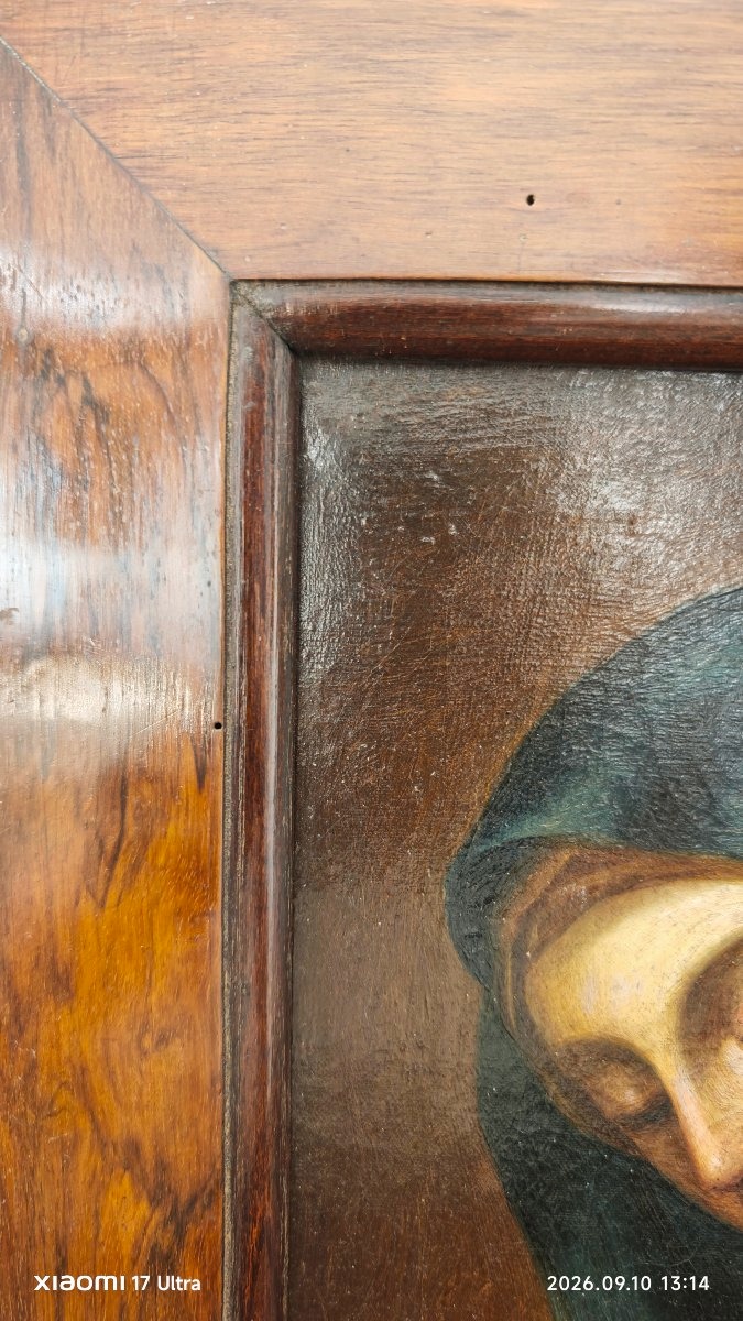 Huile sur toile du XVIIIe siècle représentant Notre-Dame des Douleurs-photo-4