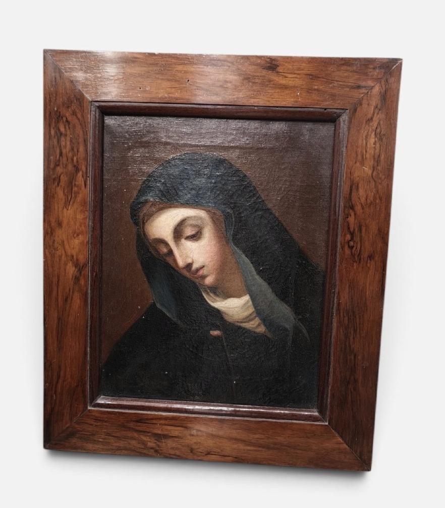 Huile sur toile du XVIIIe siècle représentant Notre-Dame des Douleurs