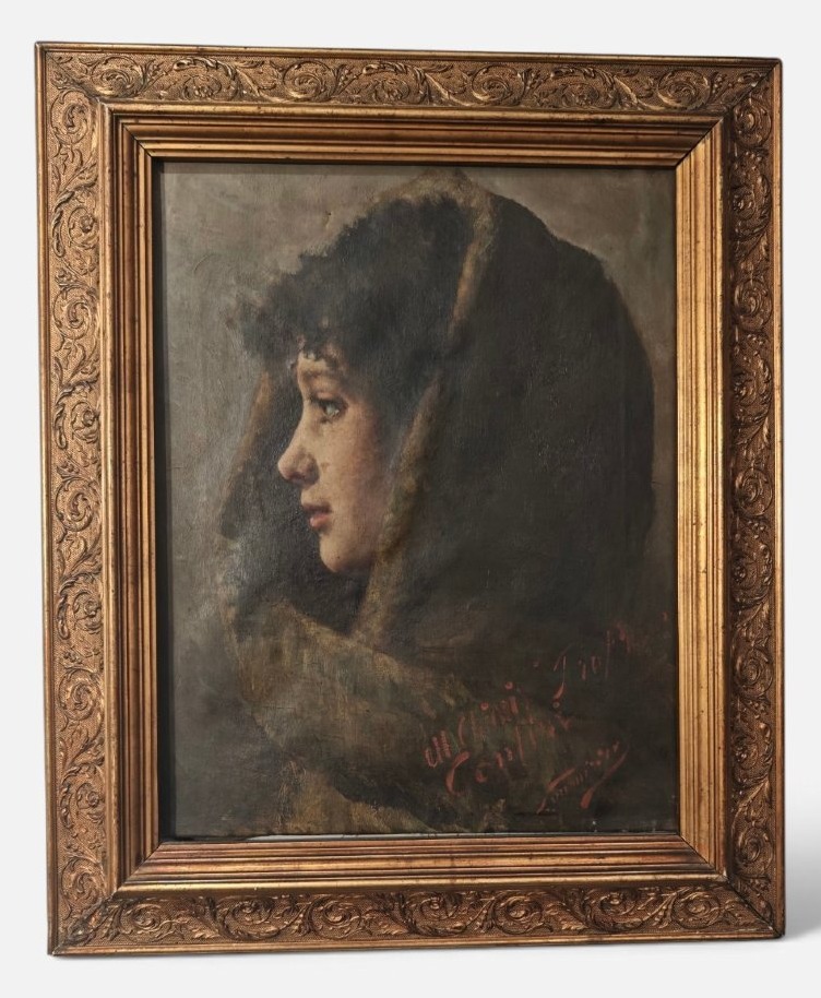 An Antique 19th-century Portrait Of A Woman By Pio Sanquirico 