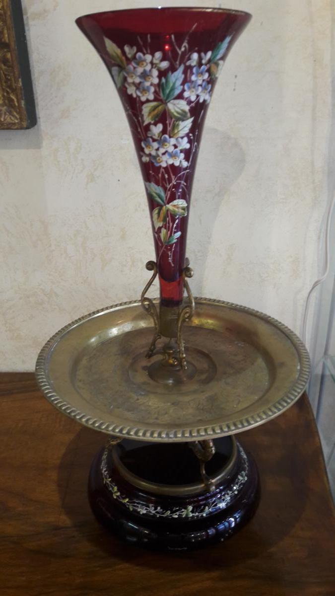 Pièce Maîtresse En Verre Et En Bronze Moser