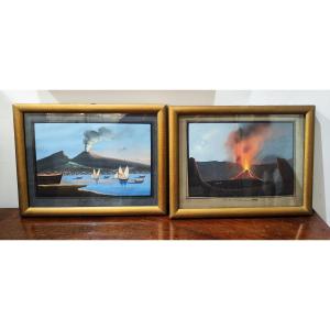 Paire de gouaches napolitaines du XIXe siècle