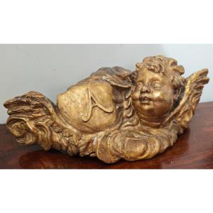 Chérubin en bois doré, baroque romain, XVIIe siècle