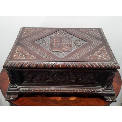 19th Century Carved Wood Box