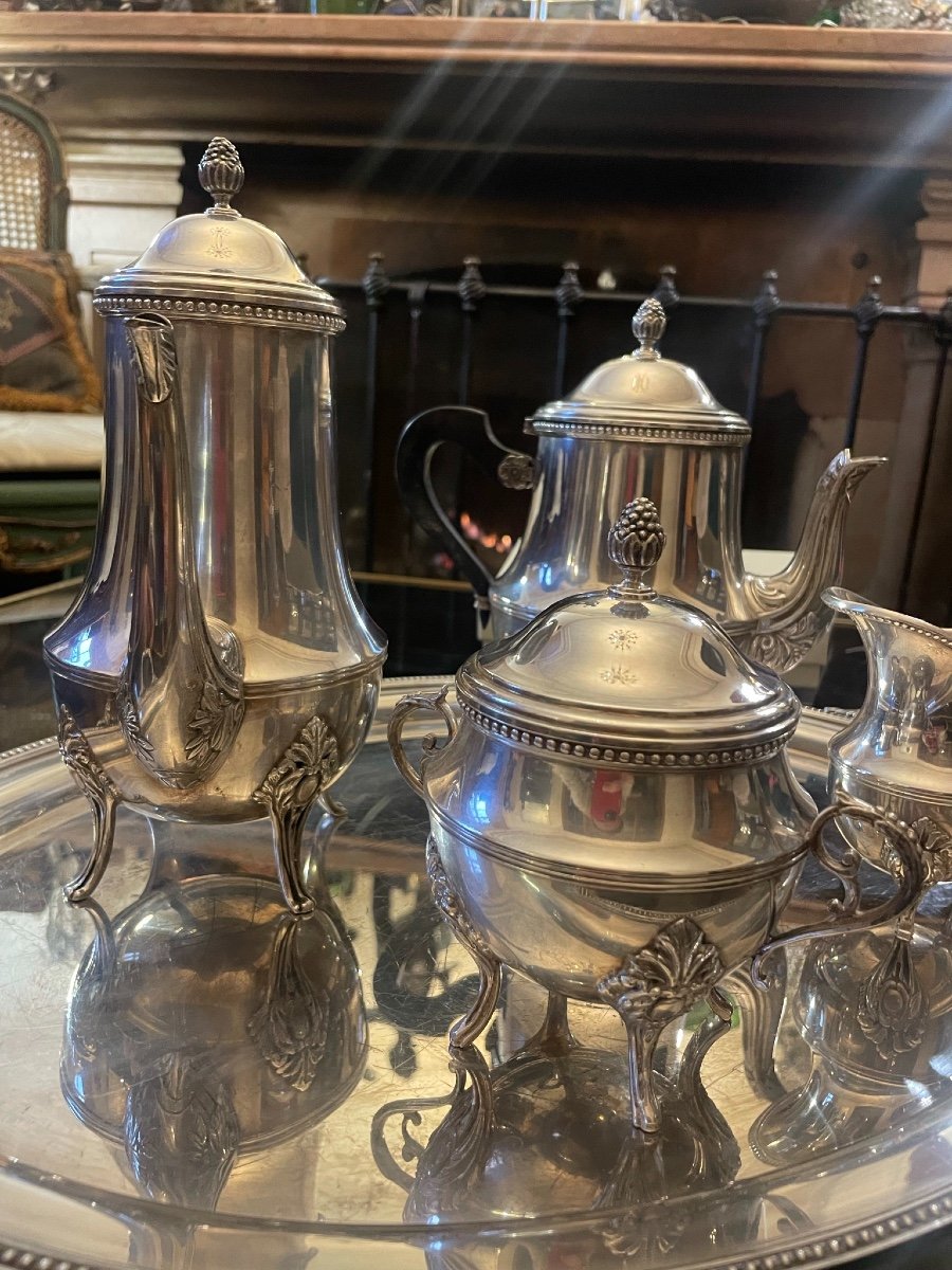 Tea / Coffee Service In Silver Metal-photo-2