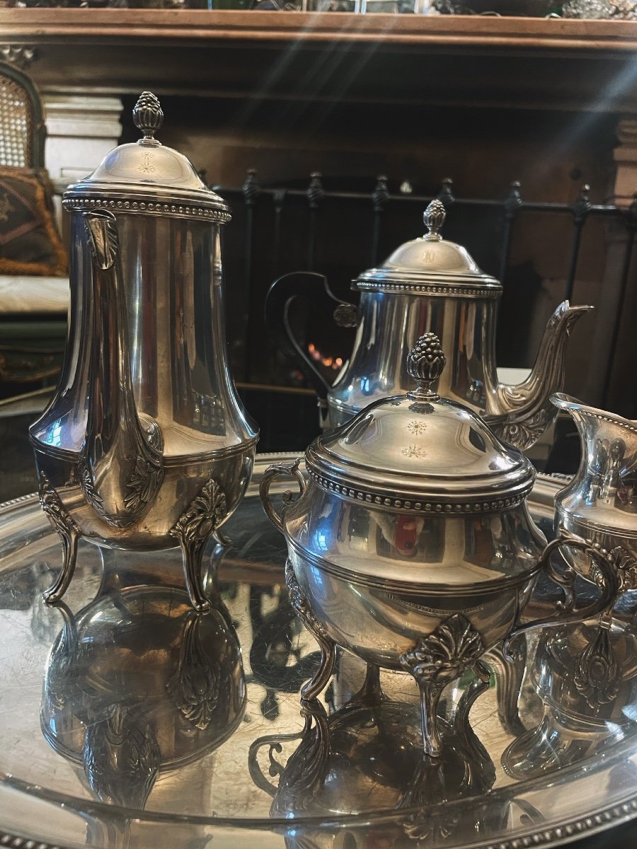 Tea / Coffee Service In Silver Metal-photo-3