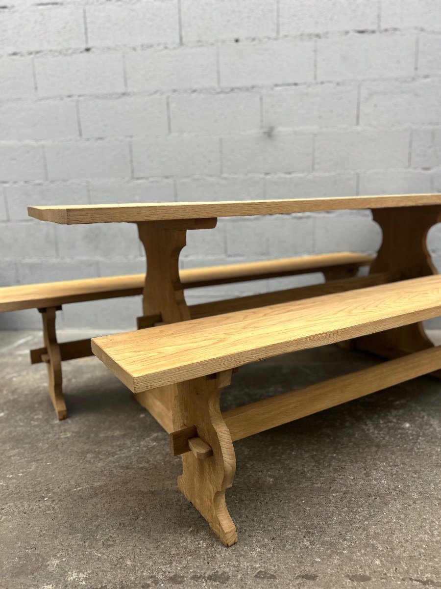 Farmhouse Table And Benches -photo-3