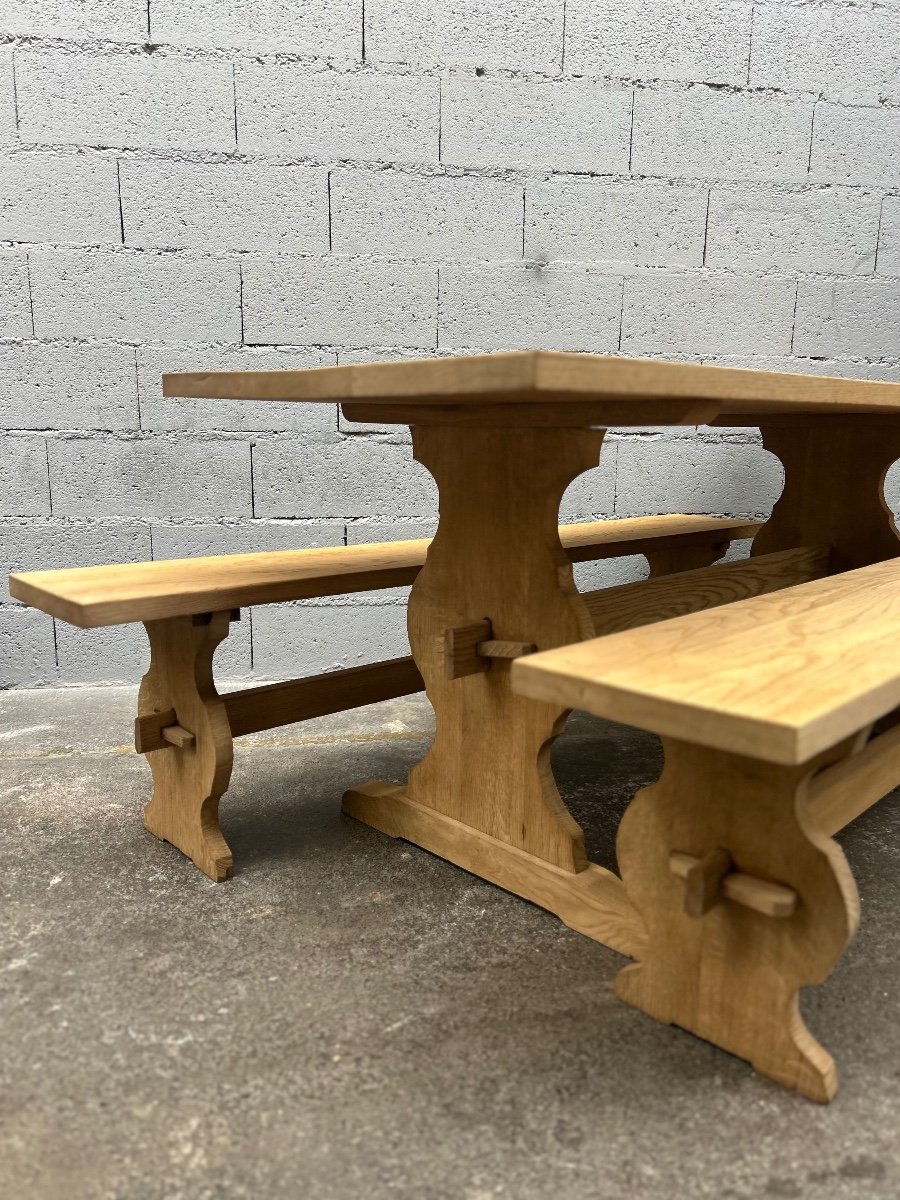 Farmhouse Table And Benches -photo-4
