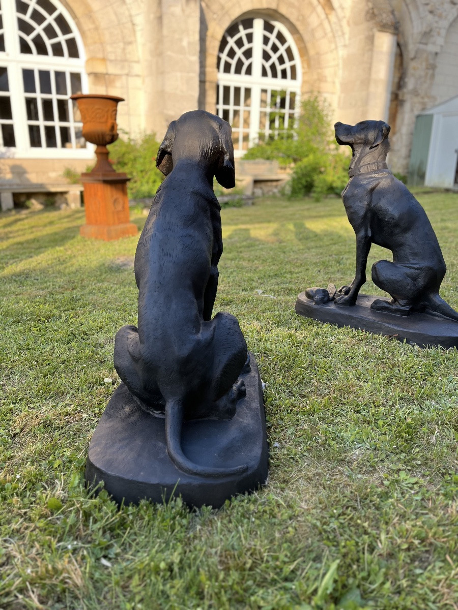 Paire De Chiens En Fonte -photo-2