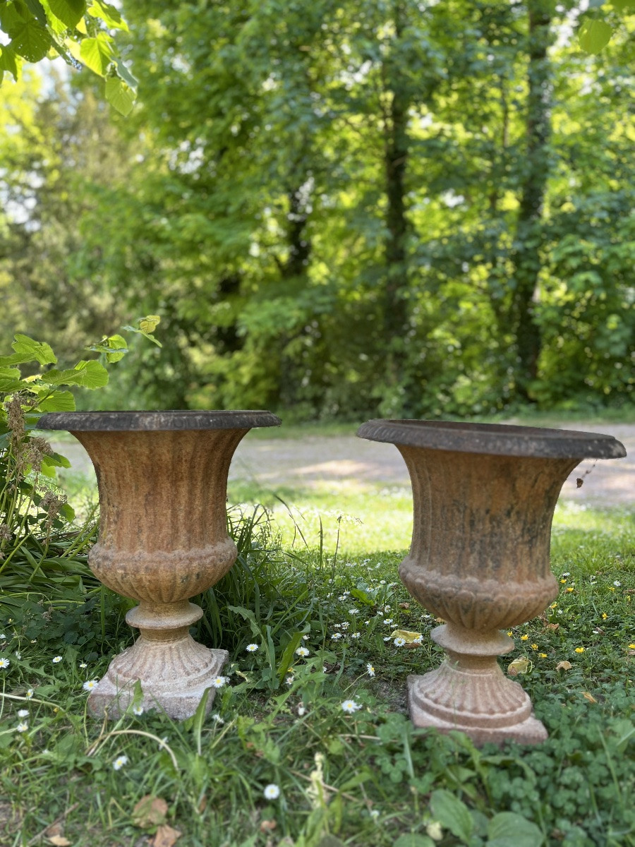 Pair Of Fluted Medici Vases -photo-2