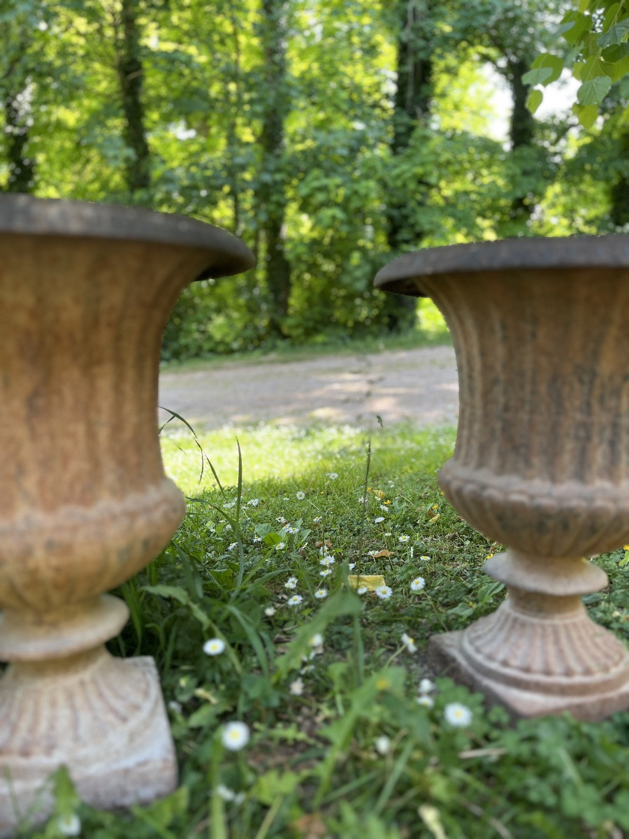 Pair Of Fluted Medici Vases -photo-3