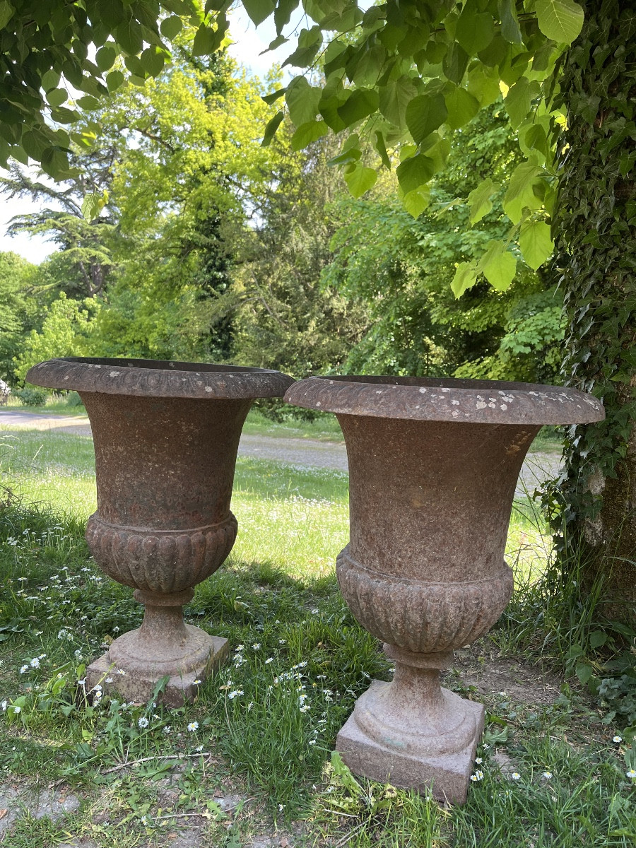 Large Paire De Vases Médicis