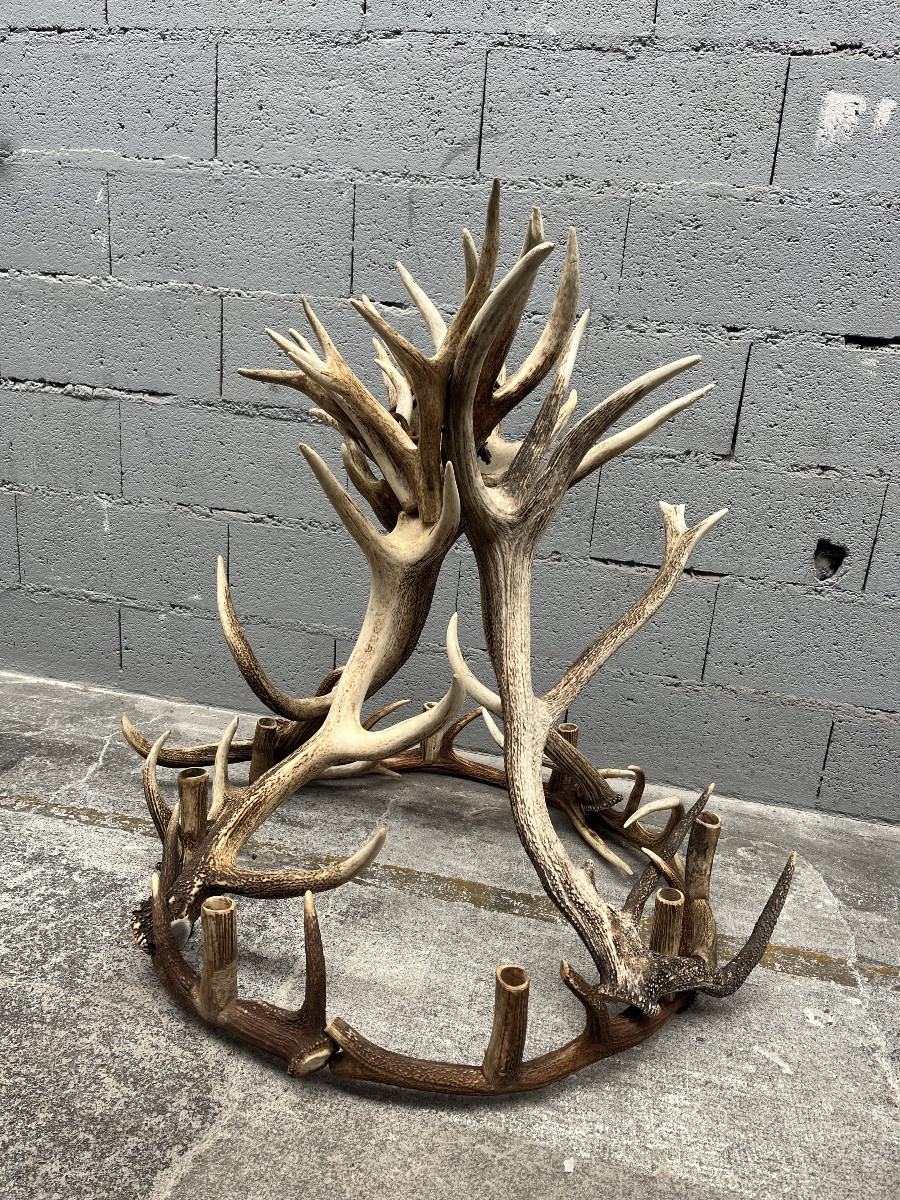 Lustre en bois de cerf -photo-4
