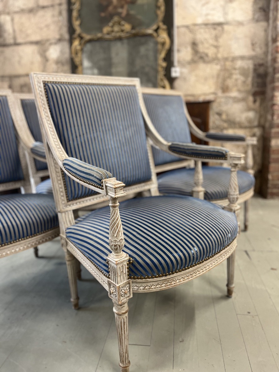 4 Louis XVI Armchairs-photo-2
