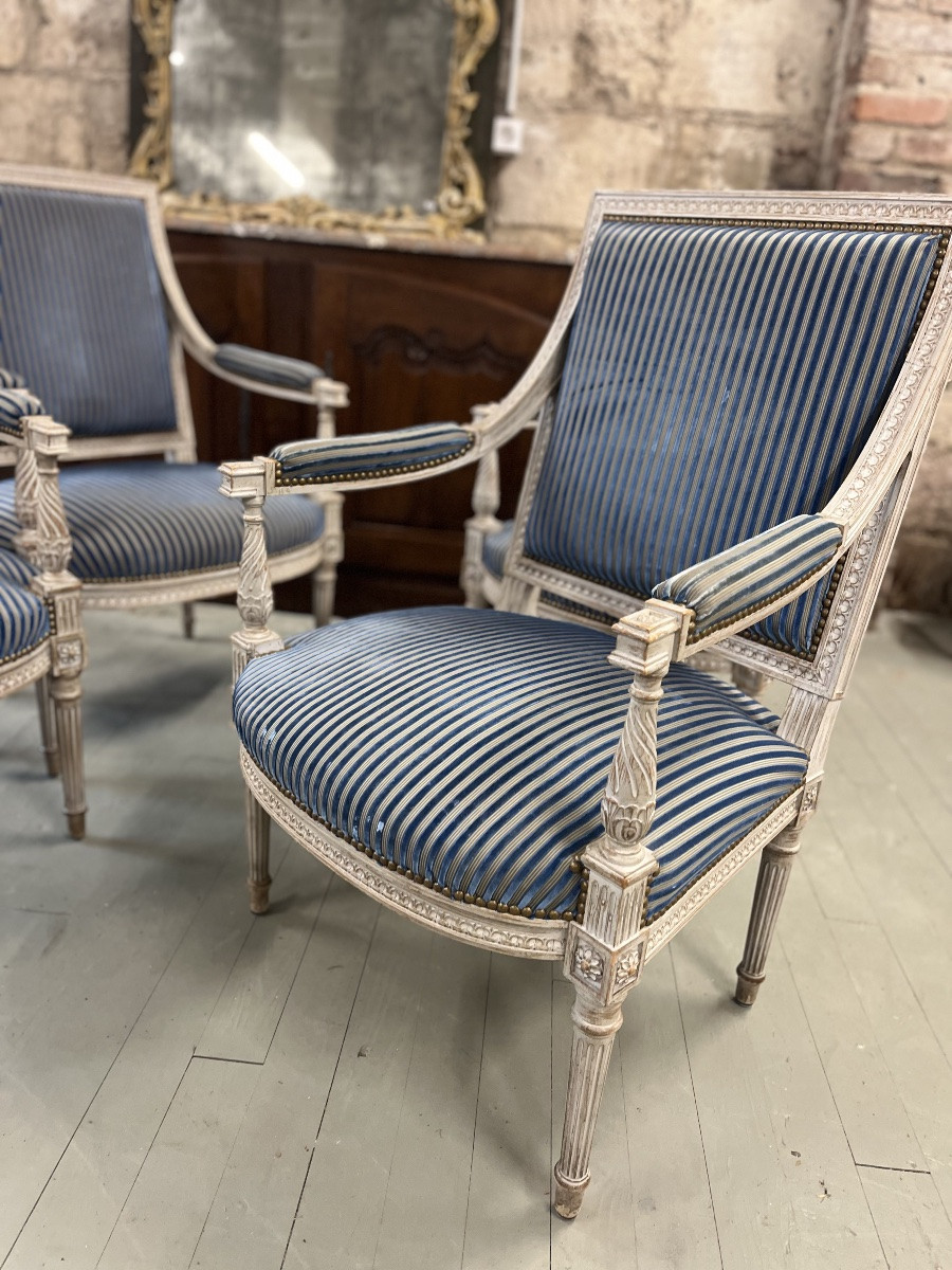 4 Louis XVI Armchairs-photo-4