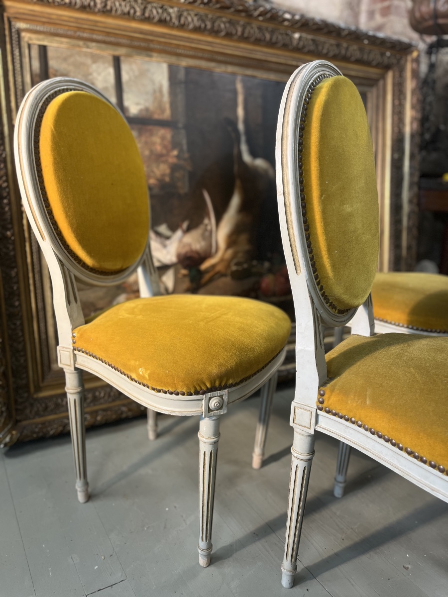 Suite de 6 chaises en velours -photo-2