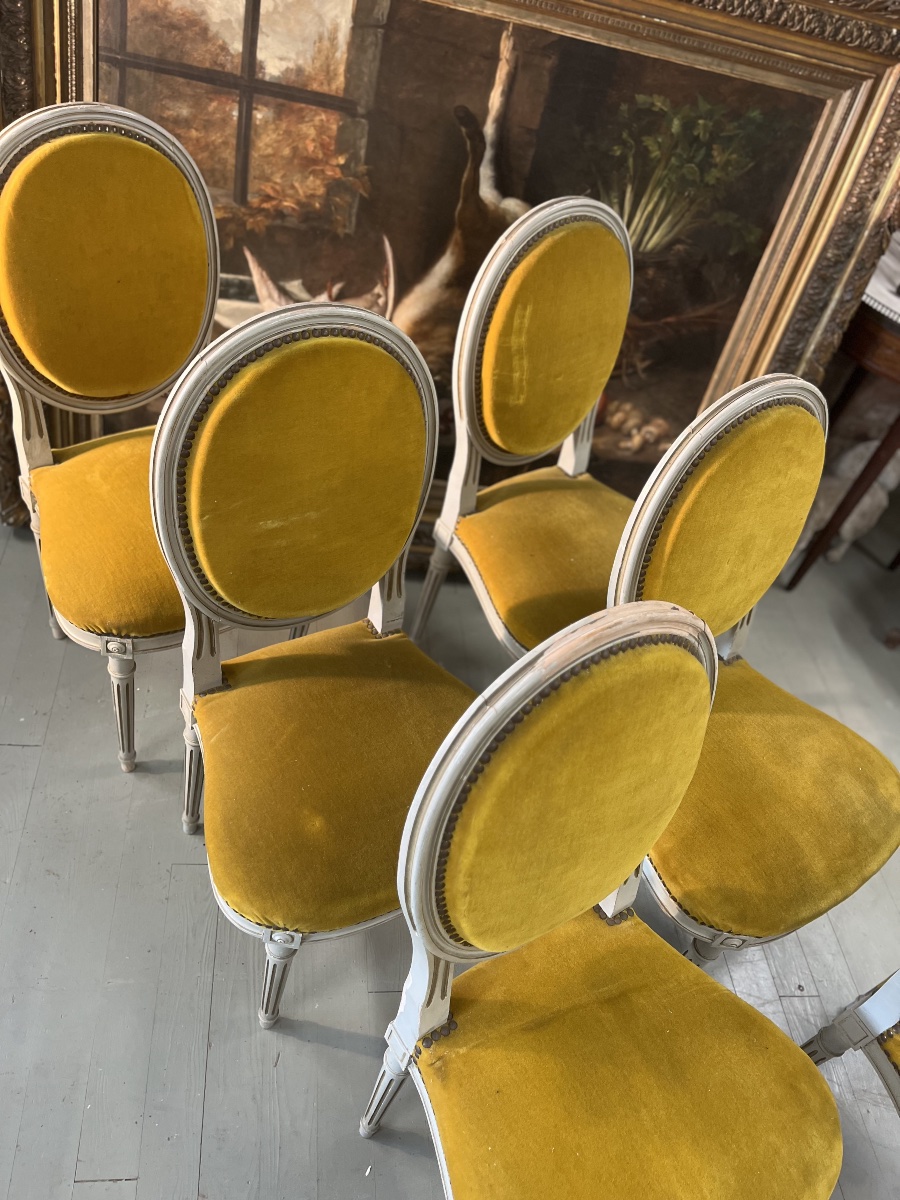 Suite de 6 chaises en velours -photo-4