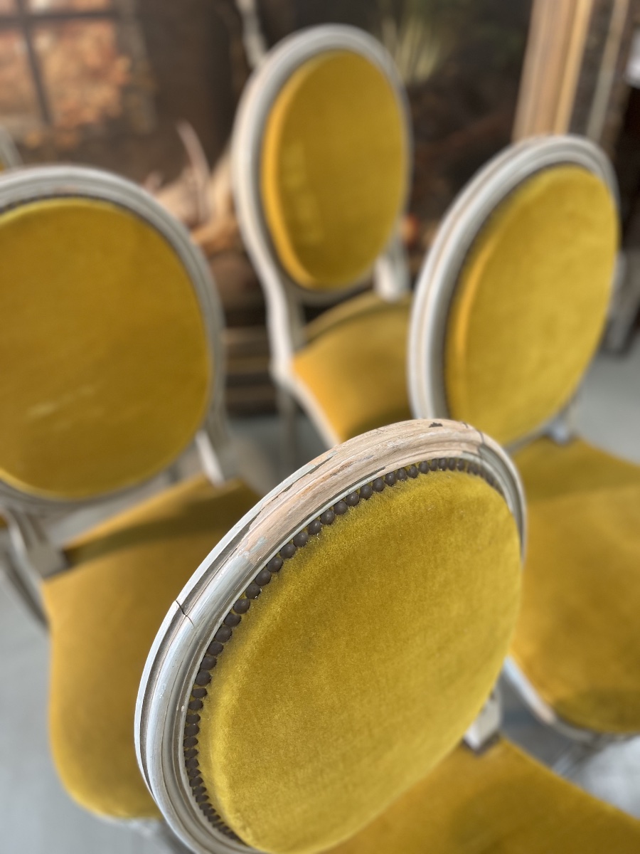 Suite de 6 chaises en velours -photo-1