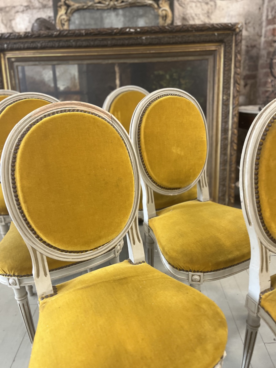 Suite de 6 chaises en velours -photo-2