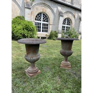 Paire De Vases Médicis En Fonte 