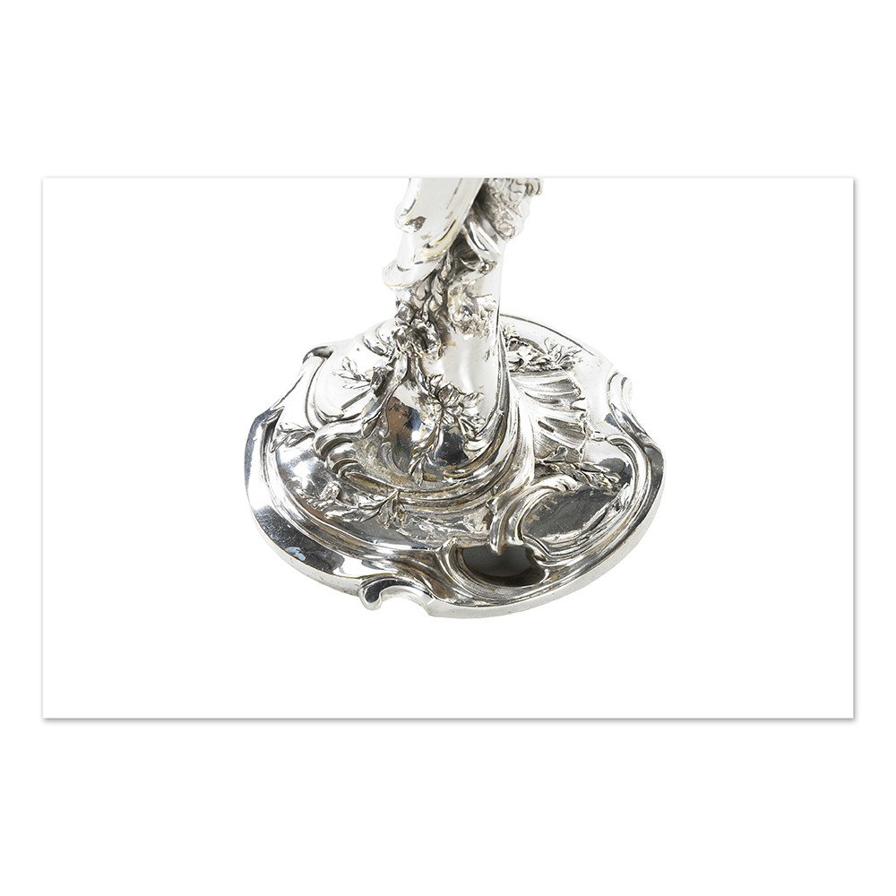 Paire De Chandeliers Art Nouveau – Assiette Argentée – Style Français – Déco Vintage