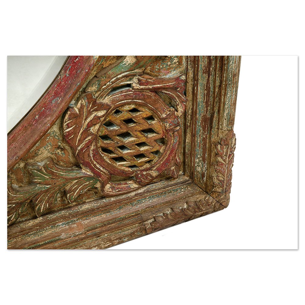 Large Oval Mirror With Carved Solid Wood Structure-photo-4