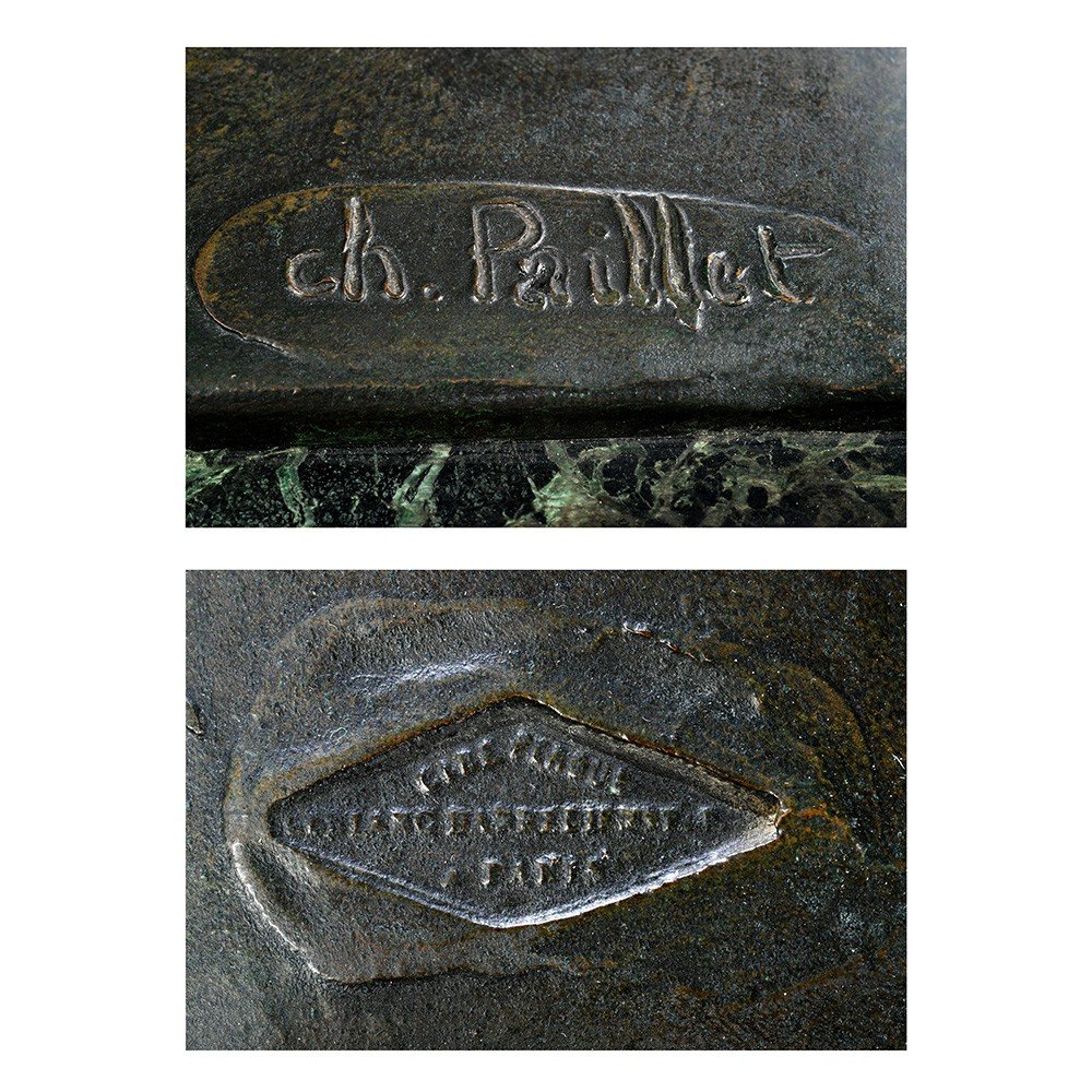  Sculpture En Bronze « Les Deux Amis » Signé Charles Paillet-photo-4