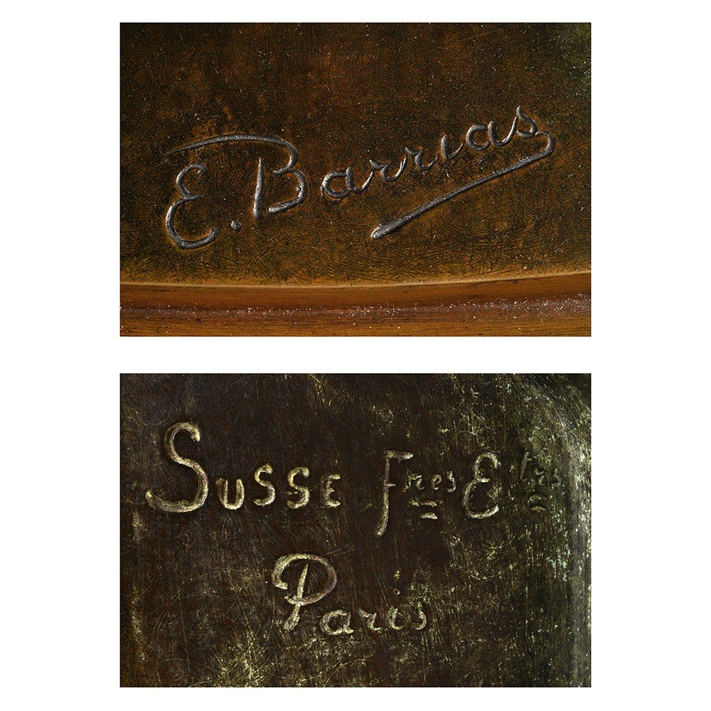 Bas-relief En Bronze Signé L-e Barrias Disposé Sur Son Socle En Marbre-photo-5