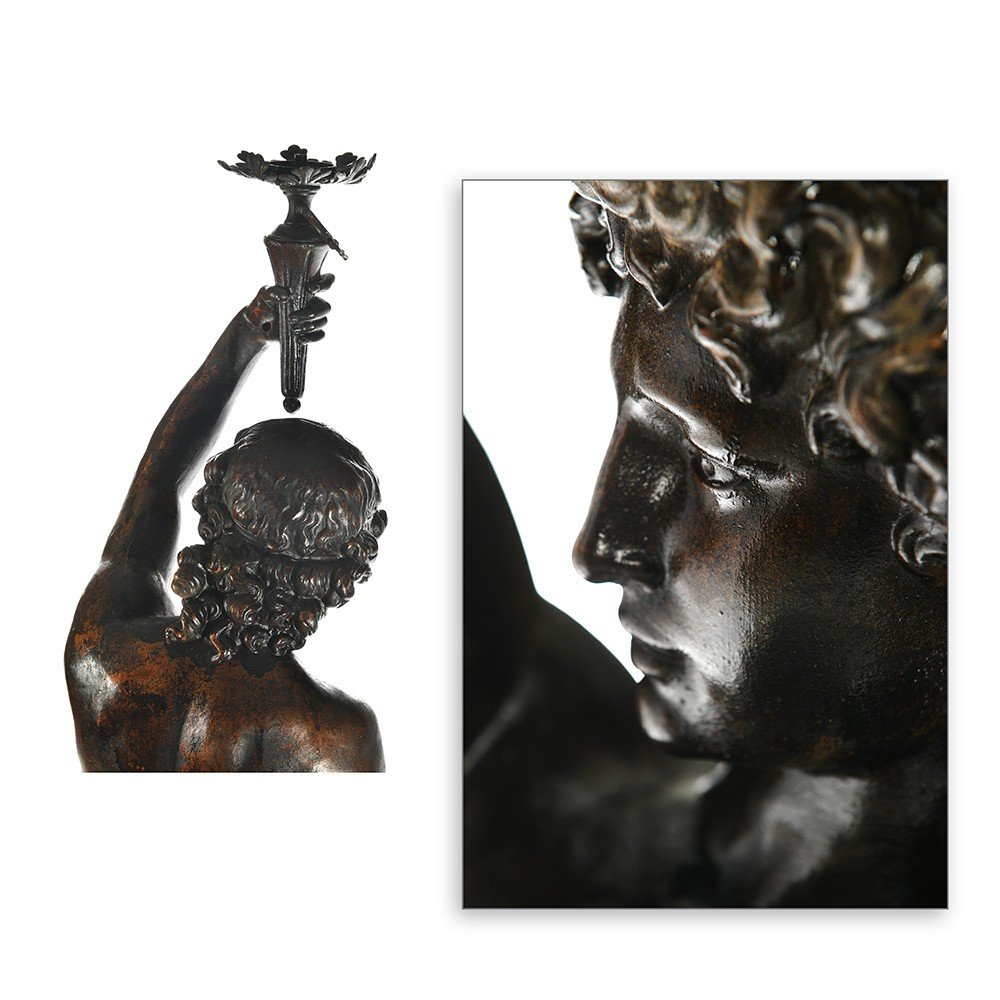 Lampadophore, Or Outdoor Statue-lamp Of The Nineteenth Century In Cast Iron-photo-3