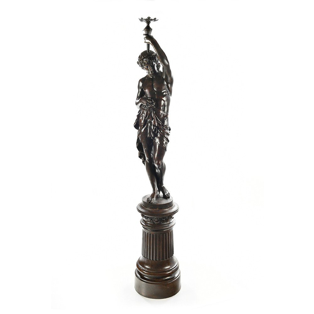 Lampadophore, Or Outdoor Statue-lamp Of The Nineteenth Century In Cast Iron