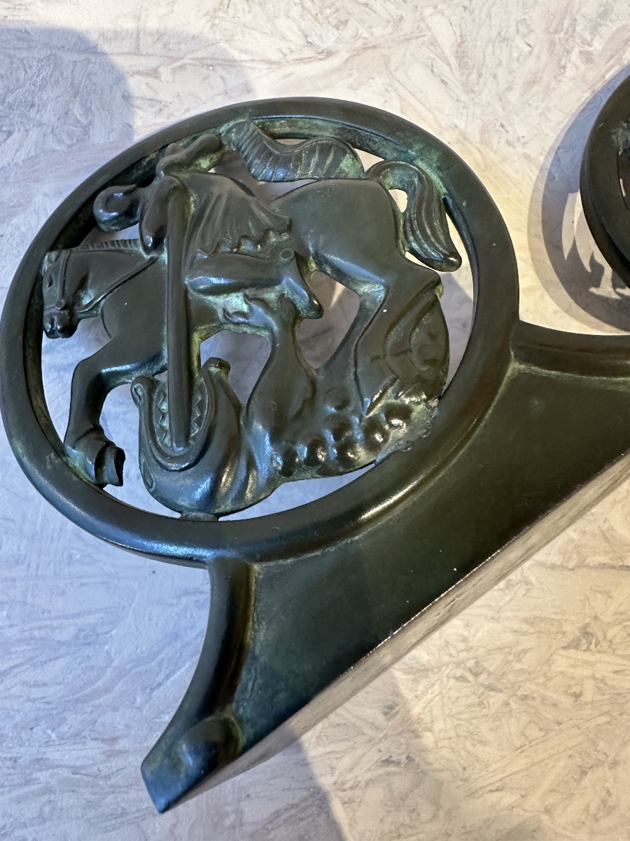 Paire de serre -livres en bronze Art Deco-photo-3