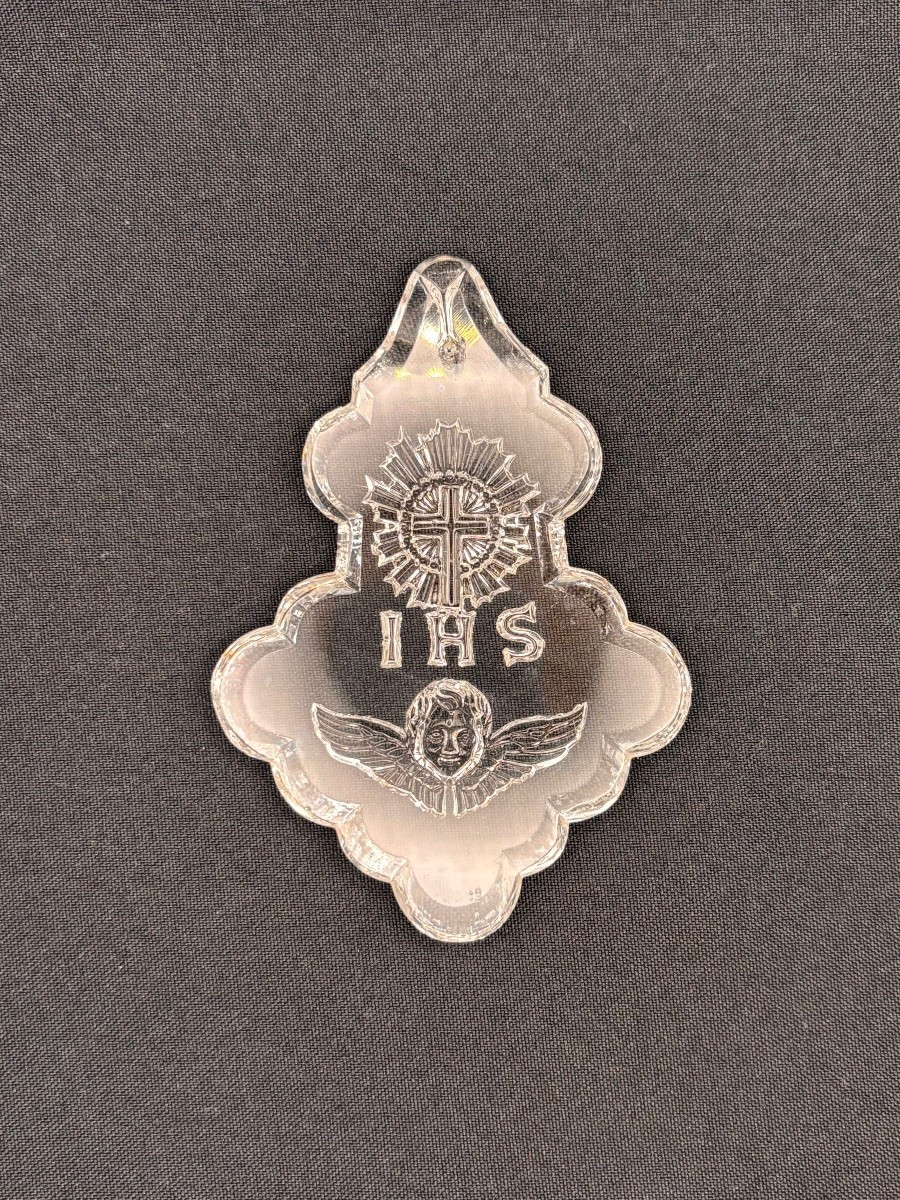 Lot With 6 Crystal Pendants  For Chandelier With Religious Depiction-photo-4