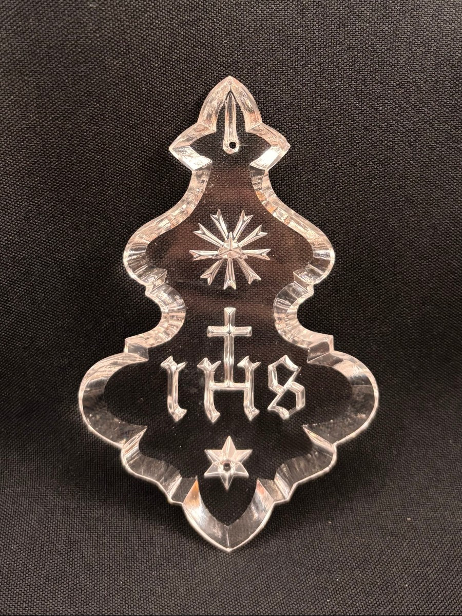 Lot de 4 pendentifs en cristal  pour lustre avec 'IHS,' une étoile et œil de la Providence-photo-2