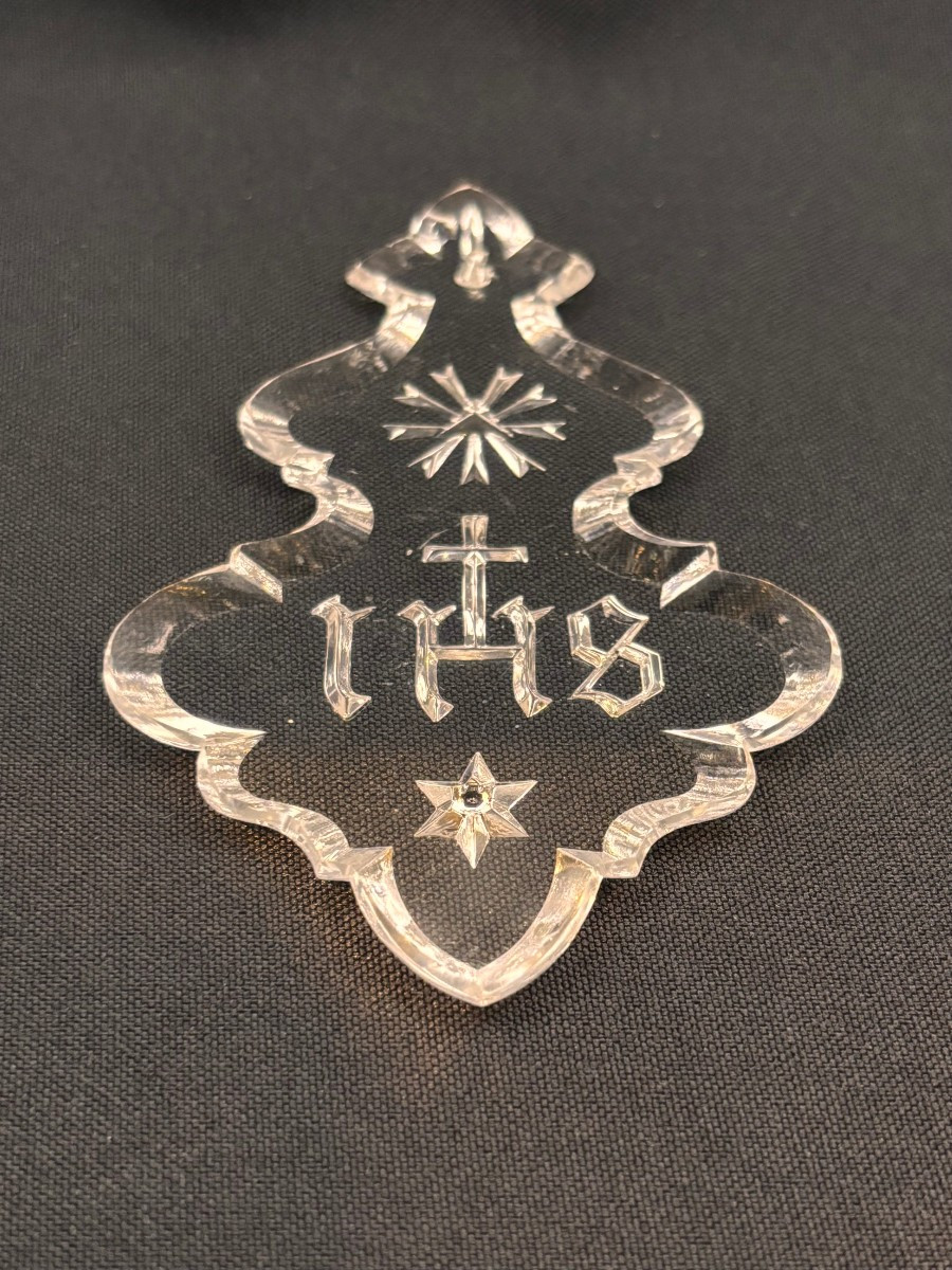 Lot de 4 pendentifs en cristal  pour lustre avec 'IHS,' une étoile et œil de la Providence-photo-3