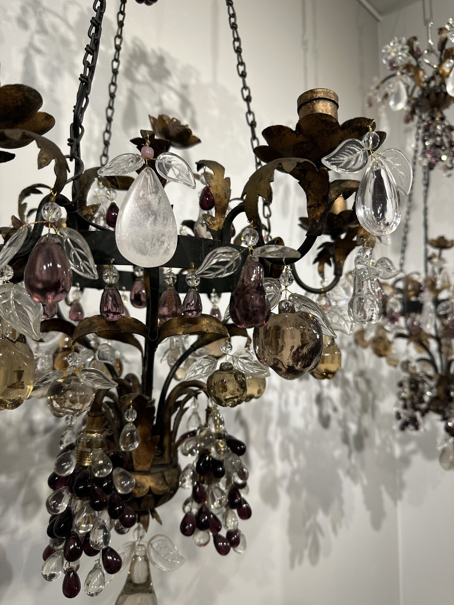 Pair Of Rock Crystal And Glass Fruit Chandeliers-photo-2