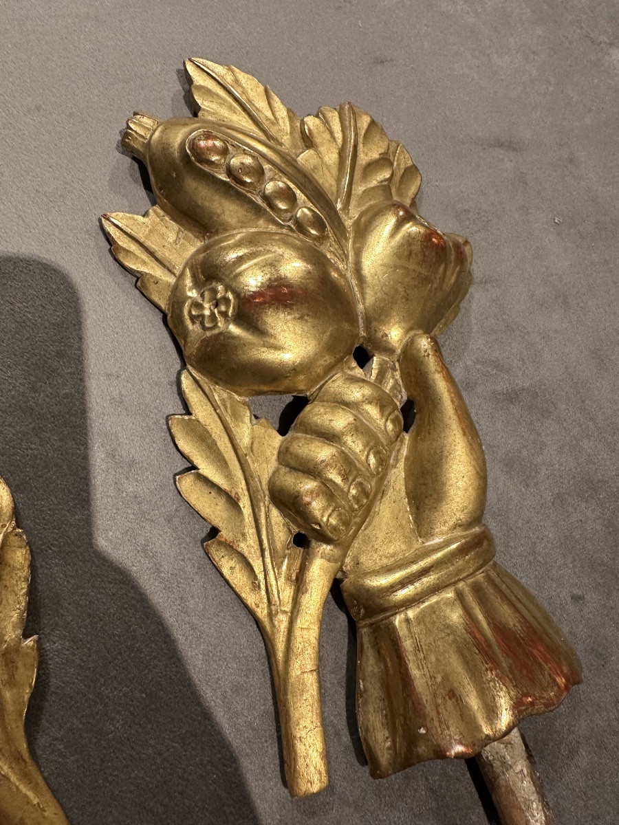 Pair Of 19th-century Giltwood Elements, Hand-photo-3
