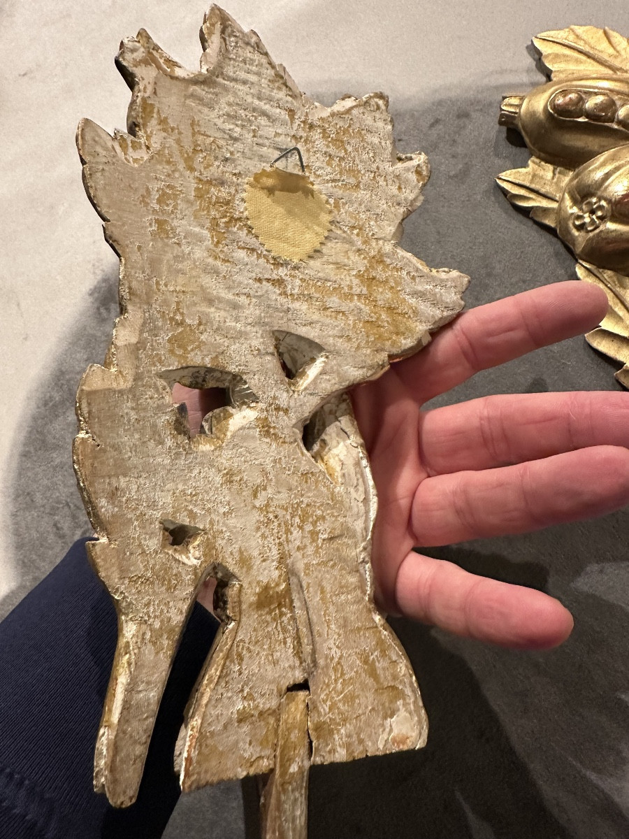 Pair Of 19th-century Giltwood Elements, Hand-photo-4