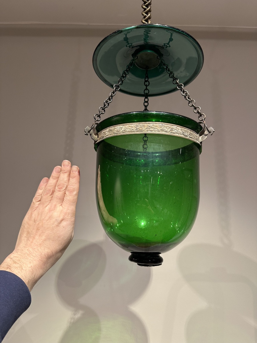 Lanterne en verre Vert  XIXe-photo-2