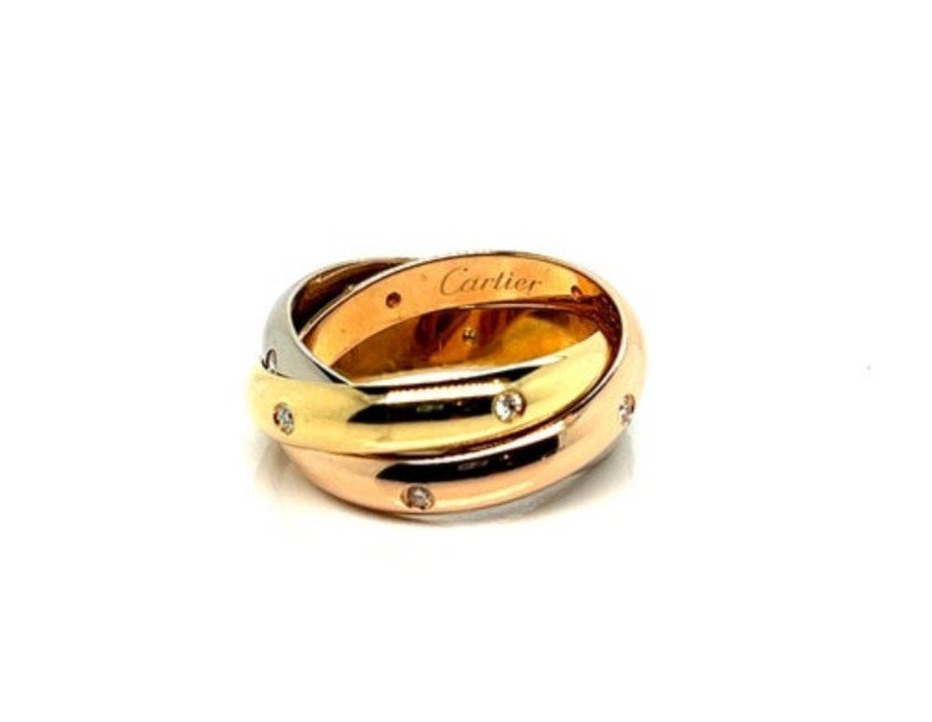 Bague Trinity Cartier 15 Diamants Or Blanc, Rose Et Jaune-photo-2