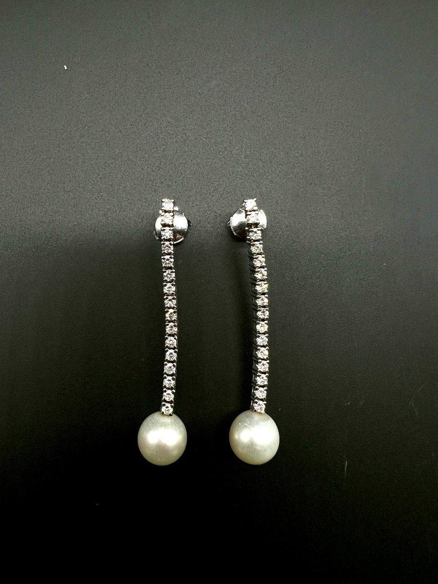 Boucles d'Oreilles Nacre Diamants 1.6 Carats Or Blanc-photo-2
