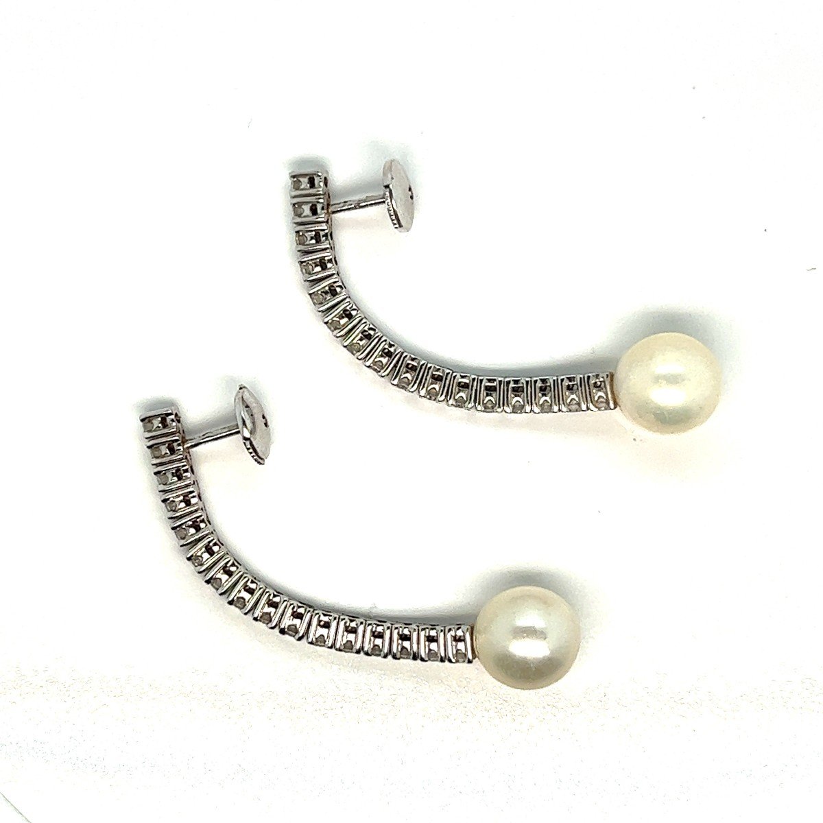 Boucles d'Oreilles Nacre Diamants 1.6 Carats Or Blanc-photo-3