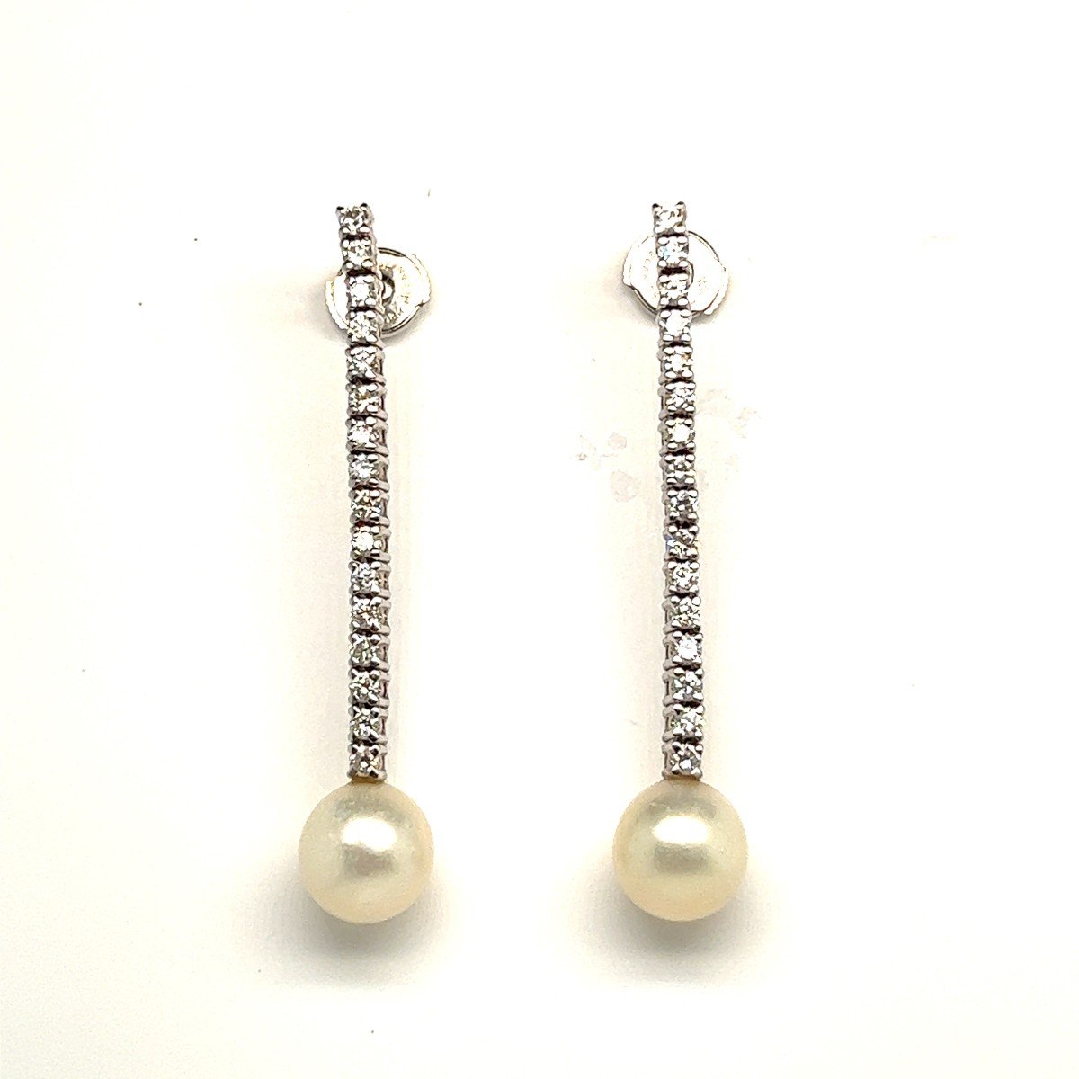 Boucles d'Oreilles Nacre Diamants 1.6 Carats Or Blanc