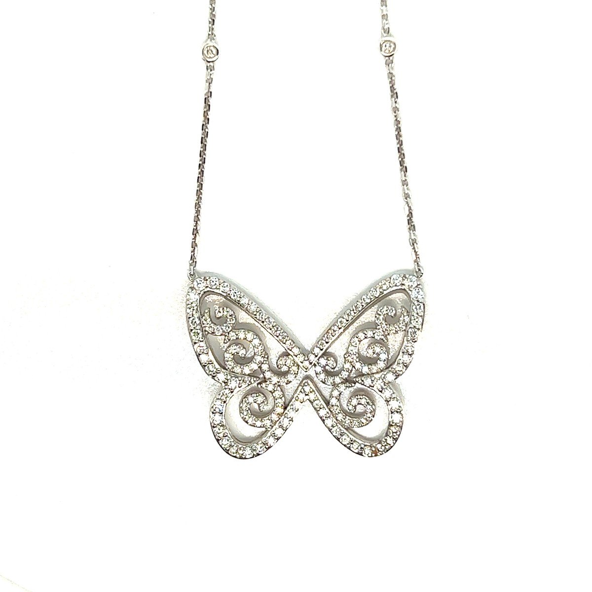 Collier Messika "Butterfly" Pavage Diamants Chaîne en Or Blanc-photo-3