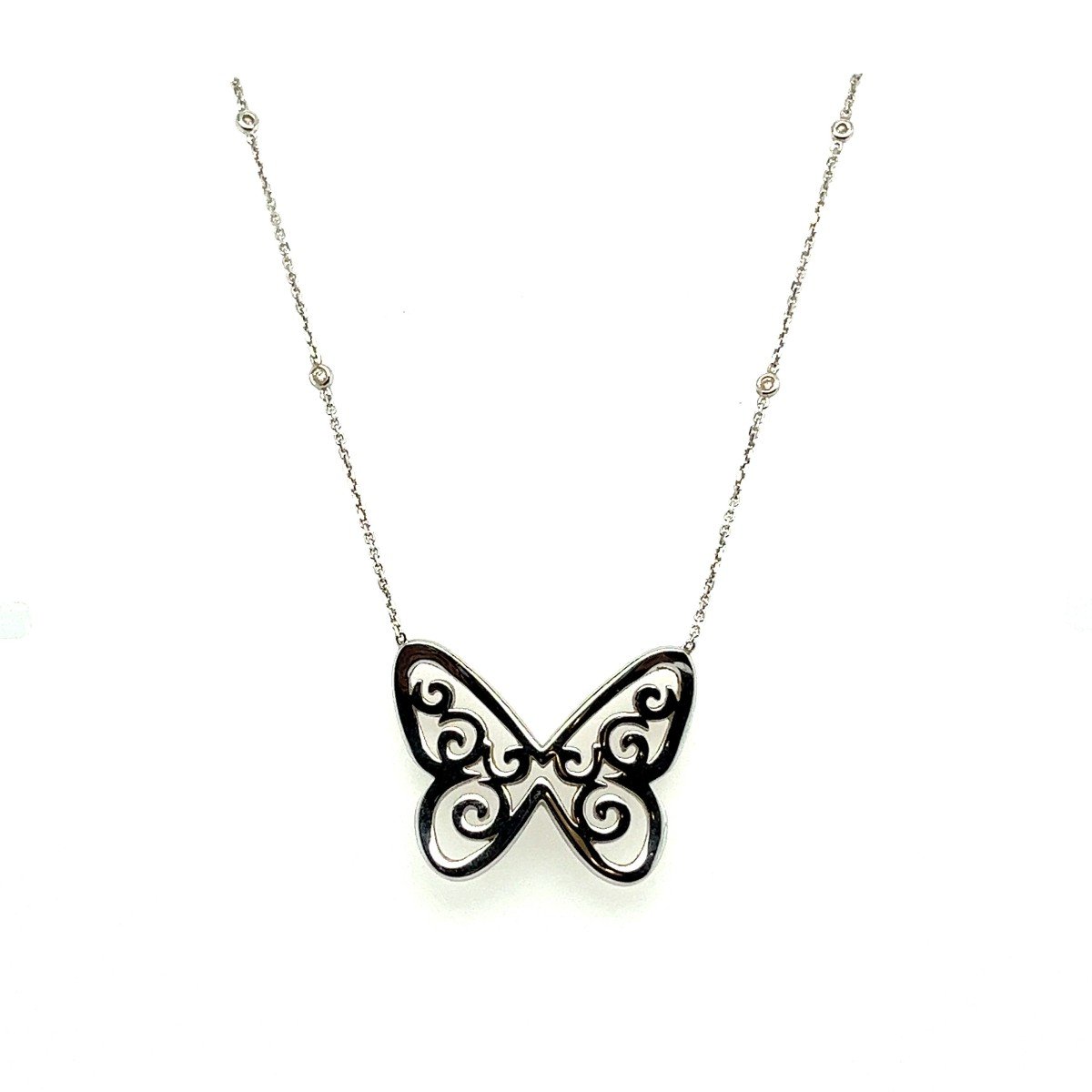 Collier Messika "Butterfly" Pavage Diamants Chaîne en Or Blanc-photo-3